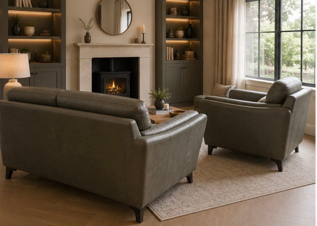 Harvard 3 Seater and Chair Italian leather
