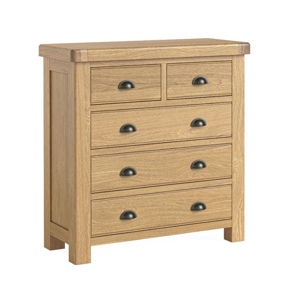 Romanby Oak 2 Over 3 Chest Of Drawers