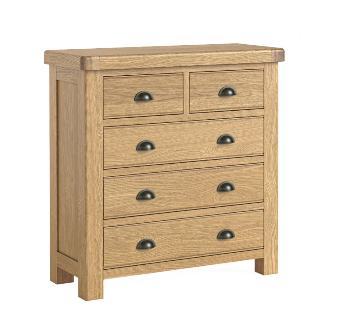 Romanby Oak 2 Over 3 Chest Of Drawers