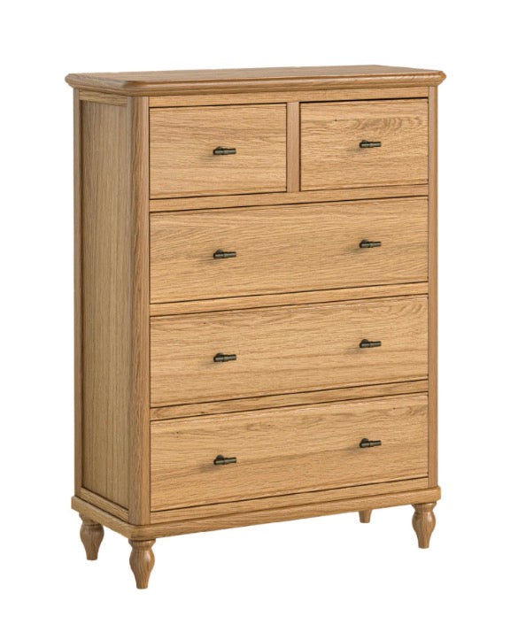 Victoria Oak 2 Over 3 Chest Of Drawers
