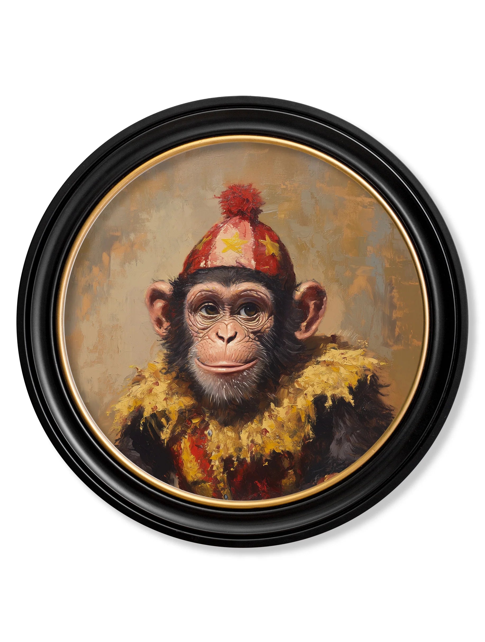 Chimpy the Daring - Circus Chimpanzee Oxford Round Frame (Copy)