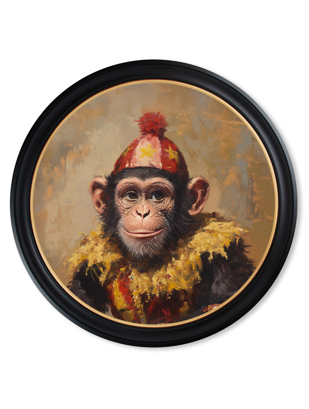Chimpy the Daring - Circus Chimpanzee Oxford Round Frame (Copy)