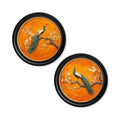 Peacocks In Saffron Garden - Oxford Round Frame