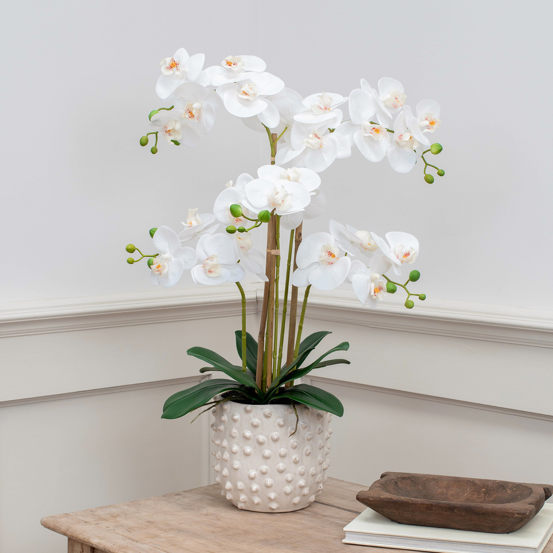 PHALAENOPSIS REAL TOUCH IN POT WHITE YA 66CM