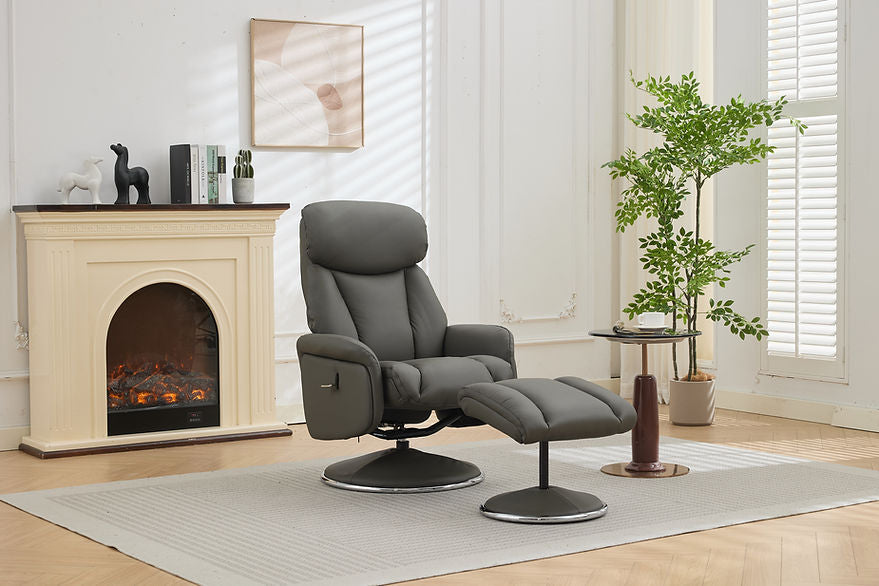 Seater Swivel Chair + Stool in Cinder