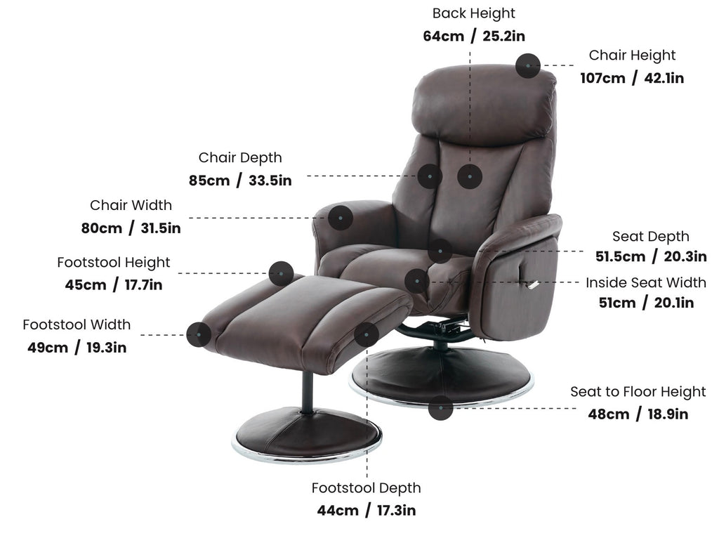 Seater Swivel Chair + Stool in Cinder