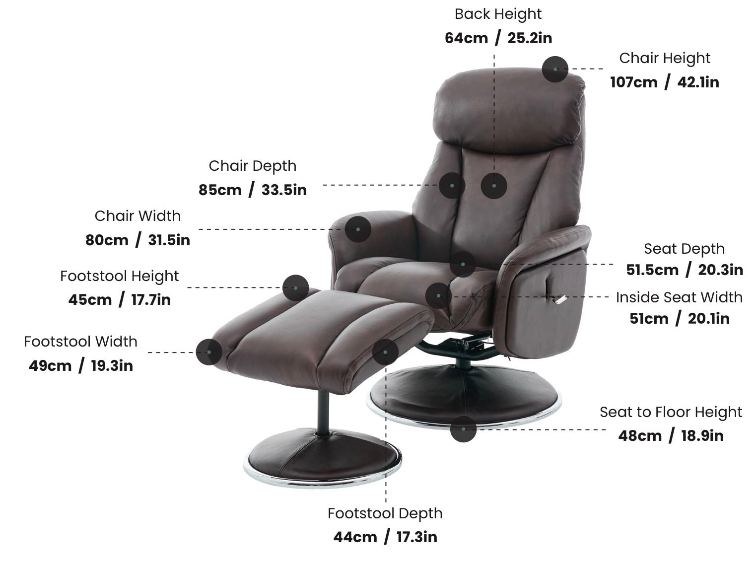 Seater Swivel Chair + Stool in Cinder
