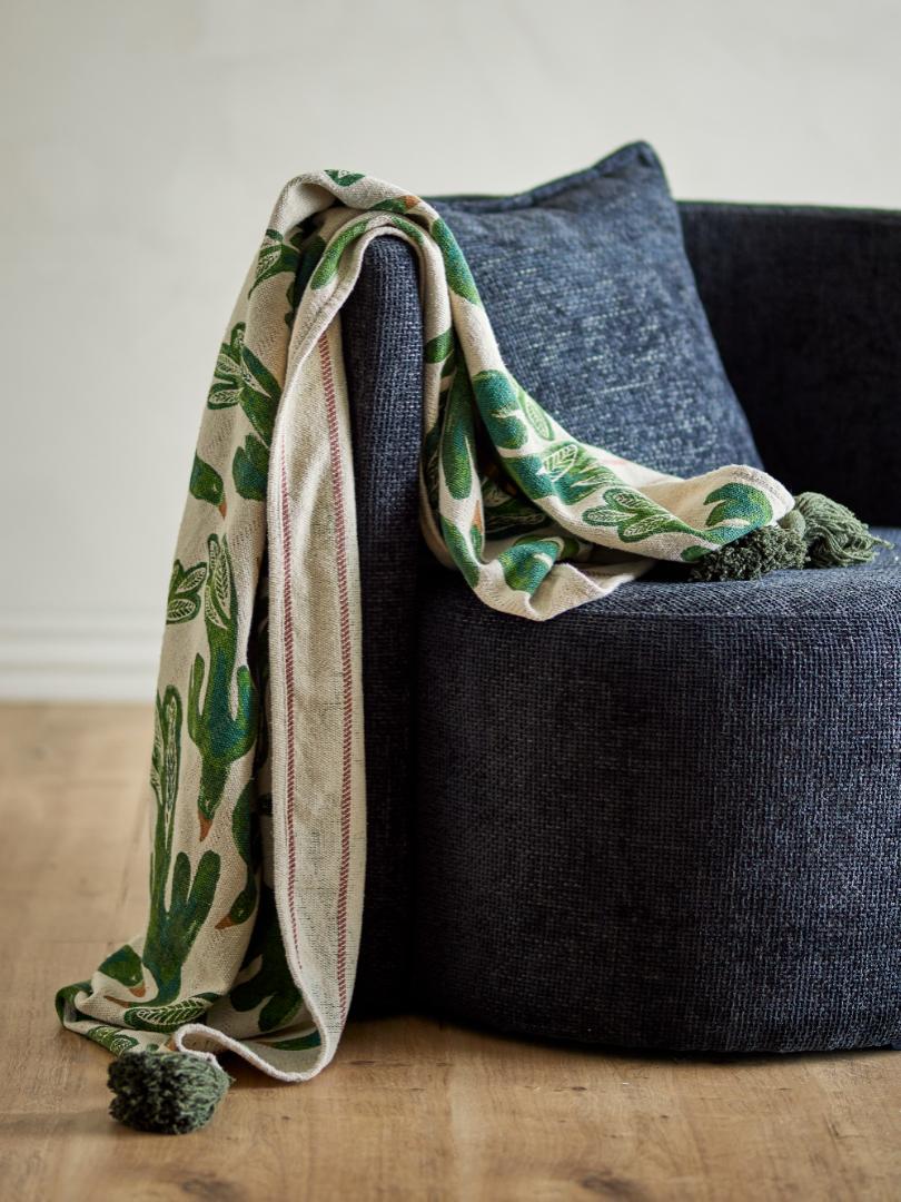 Birdliva Throw, Multi, Recycled Cotton