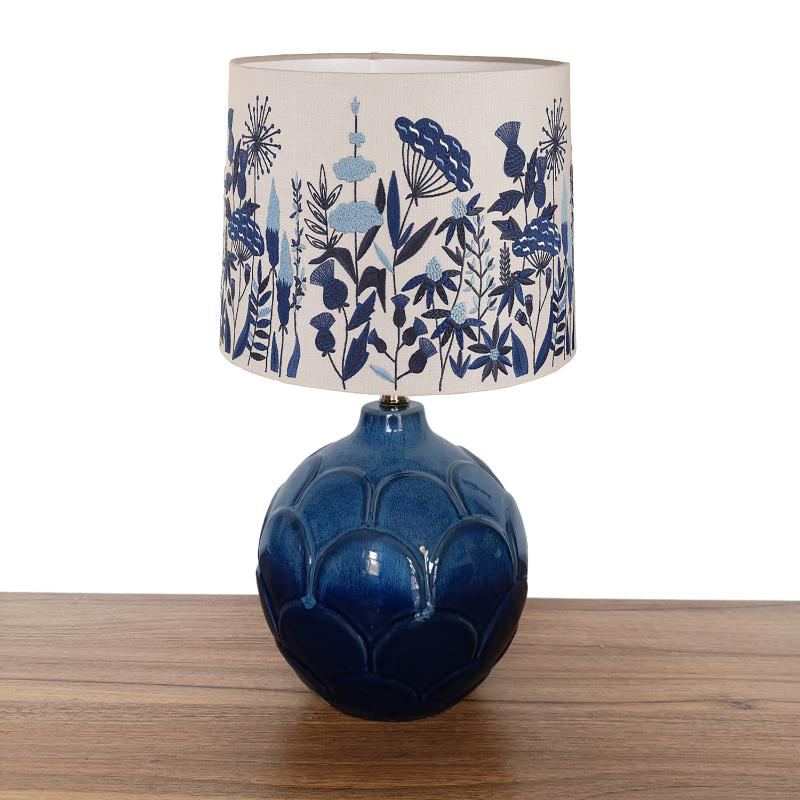Lotus Ceramic Indigo Base with Ezra Bluebell Mini Shade